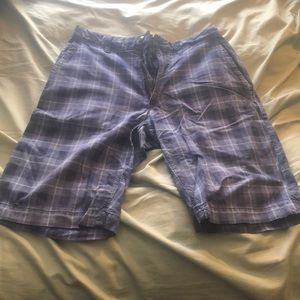 Blue plaid shorts